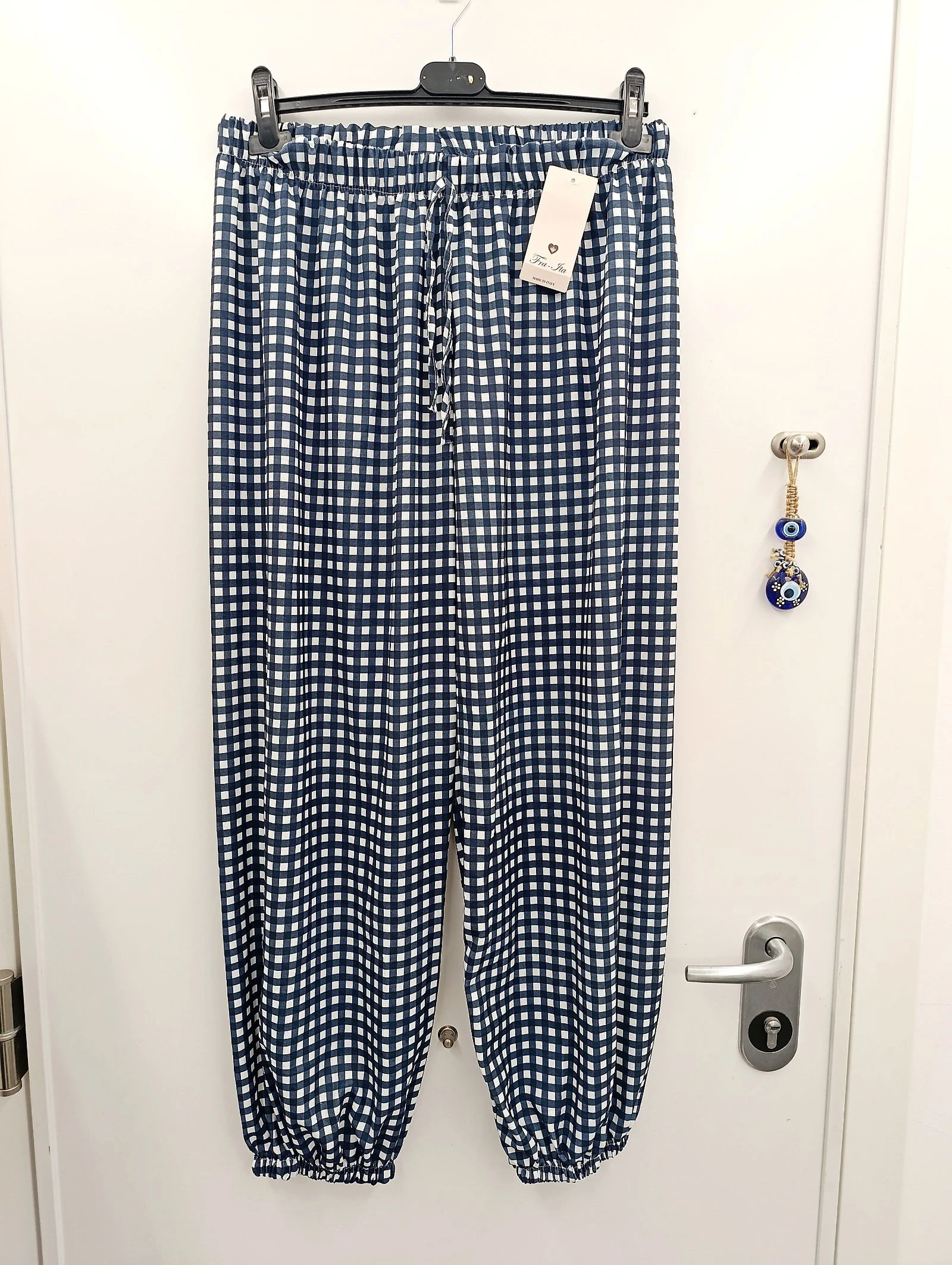 Pantalón bombacho Vichy azul marino
